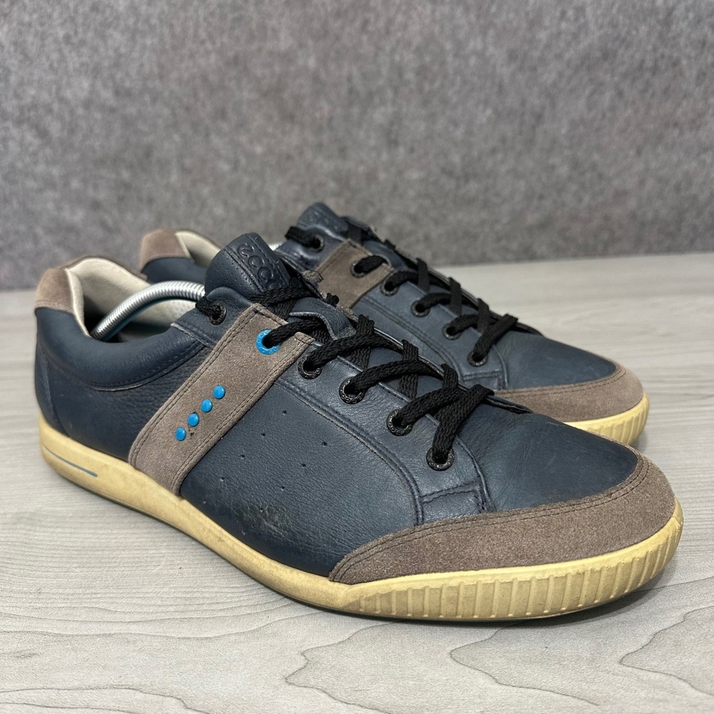ECCO Street Retro Golf Shoes Mens 46 / 12-12.5 Blue Spikeless Leather Suede
